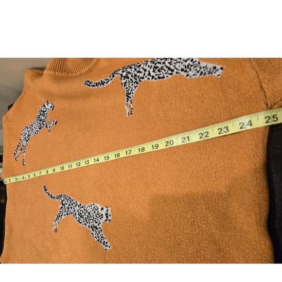 NOC Cheetah Brown Mock Neck Long Sleeve Pullover Sweater Medium 3/4 Sleeve - Picture 7 of 9